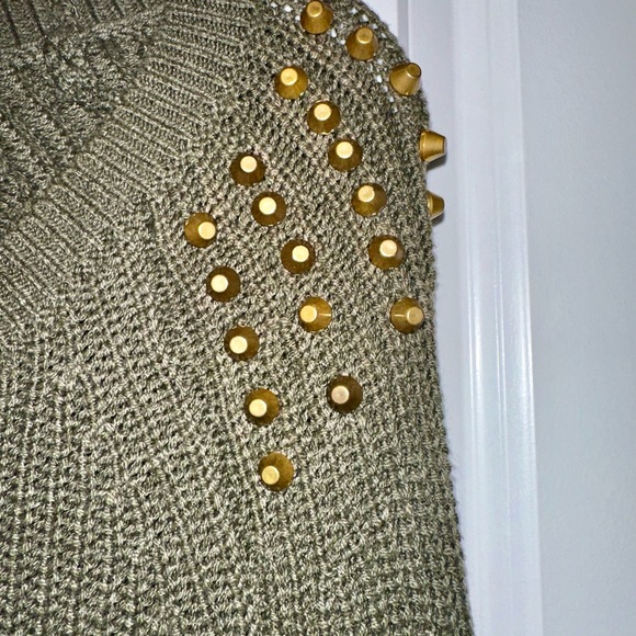 Express Green Studded Sweater Size: XS - Picture 6 of 9